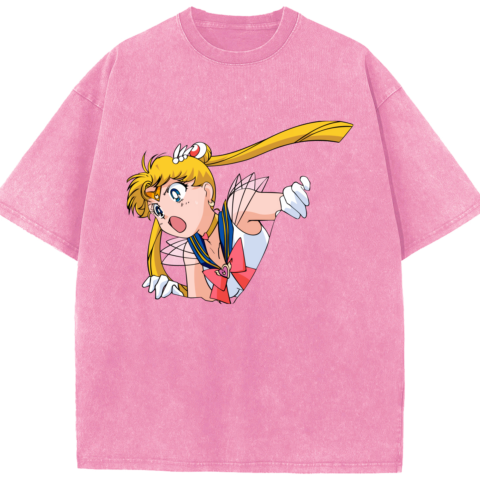 （画像用） 美少女戦士セーラームーン 月野 うさぎ つきの うさぎ Sailor Moon Tsukino Usagi 綿100% ヴィンテージ風 半袖Tシャツ（フロントプリント）
